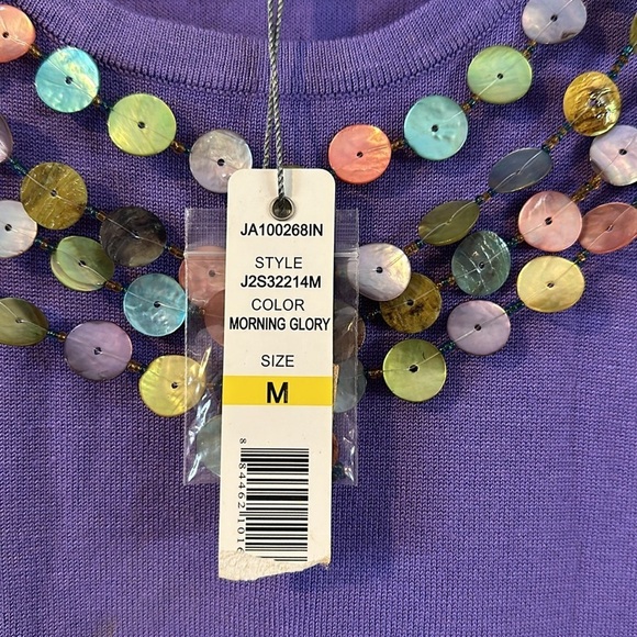 NWT Women’s Joseph A Qu'est Cequec EST Purple Shell Embellished Tank Top Sz M - Picture 4 of 9